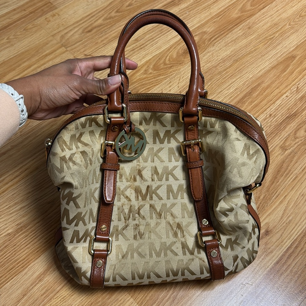 Authentic Michael Kors Tan and Brown Logo Purse
